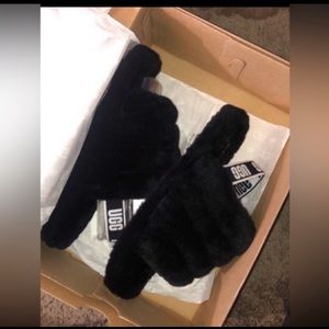 Black Ugg fluff yeah slide